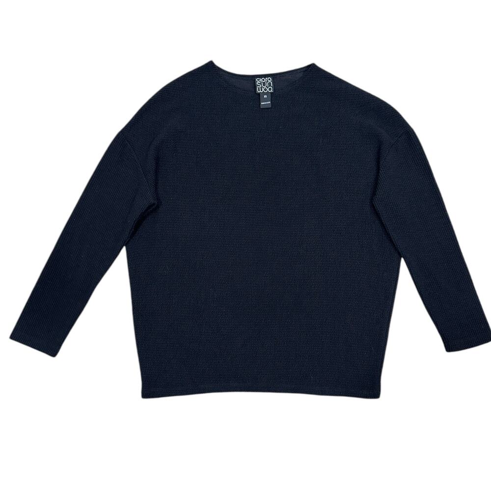 Clara Sun Woo Structured Ribbed Knit Lightweight Top In Black